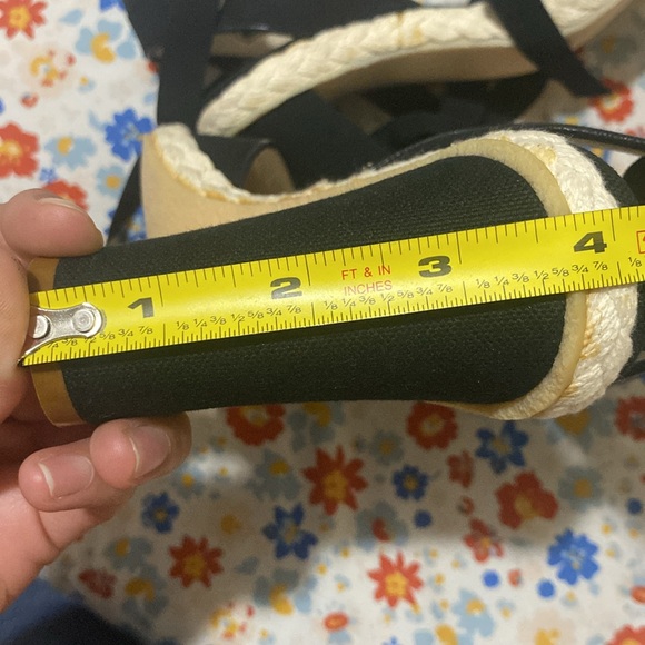 Marc Jacobs Black Linen High Heel Espadrilles with Ankle Wrap Size 6.5 Slingback - Picture 16 of 16